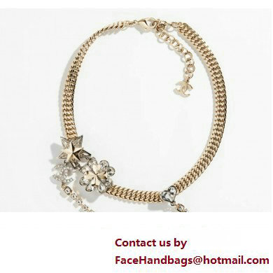 Chanel Metal & Strass Gold, Silver & Crystal Choker ABA881 2023